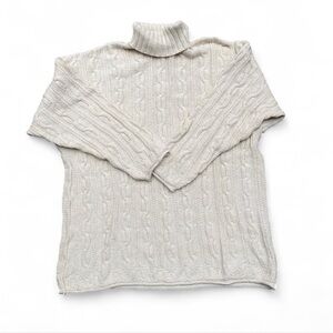 Vintage Boz Canada size large men Cream cable knit turtleneck sweater